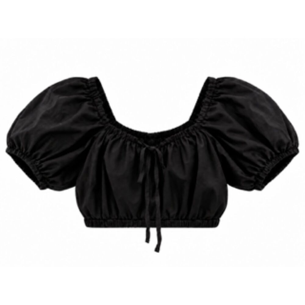 Universal Thread, Black Puff Sleeve Crop, Tie Front Size M